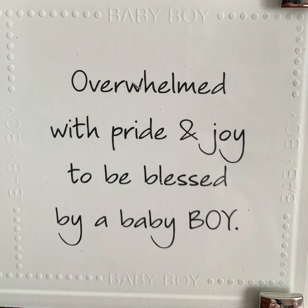 Mud Pie New Baby Boy Silver Clip Picture Frame 6.5 x 3.5 inches with Stand - Picture 7 of 7
